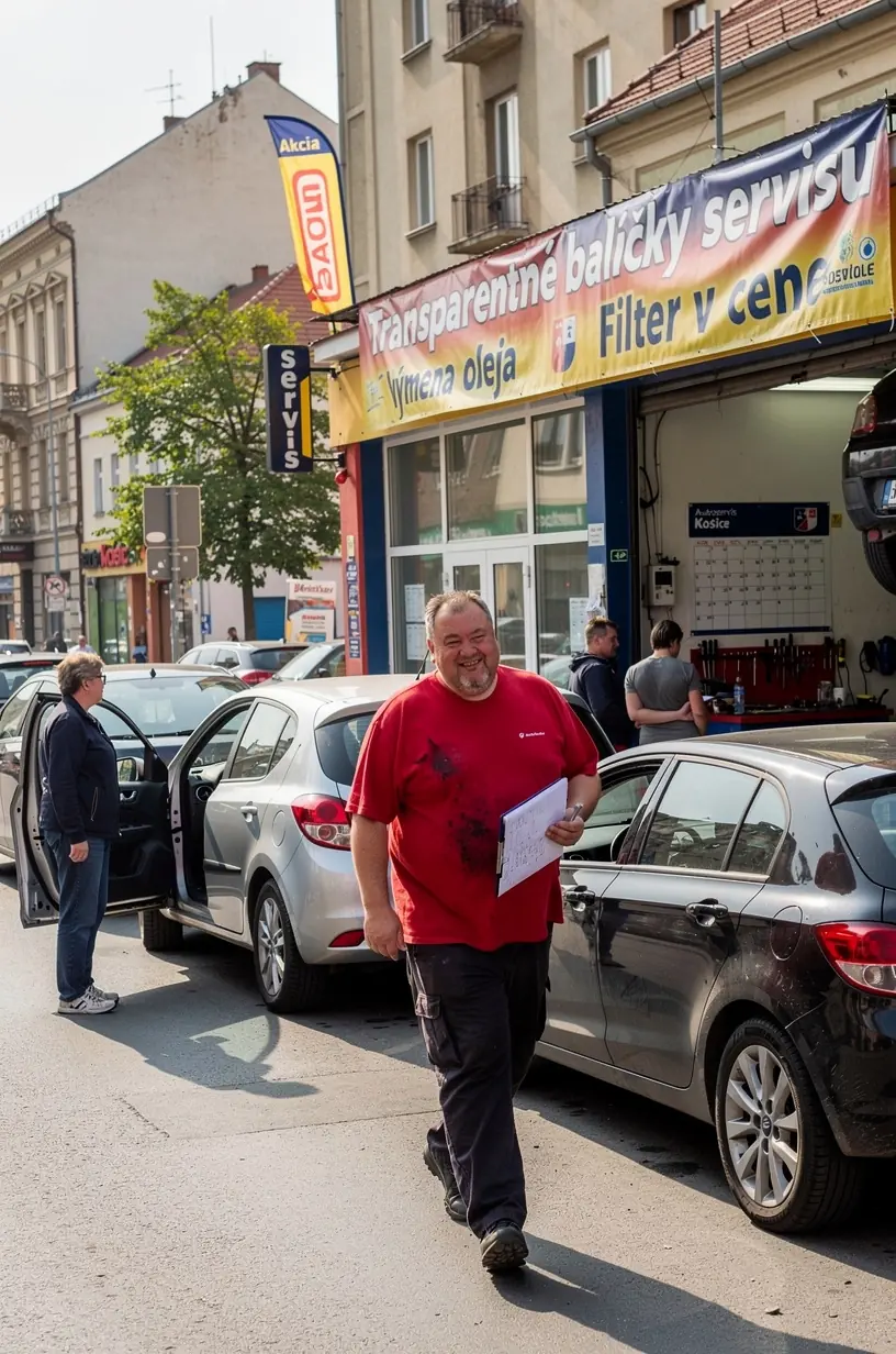 Autoservisná hala s viacerými vozidlami a profesionálnym tímom mechanikov pri práci.